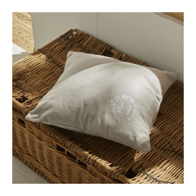 Coussin - TODAY - CHARME - Chambray x Petite broderie Berenice - 40 x Coussin - TODAY - CHARME - Chambray x Petite broderie Berenice - 40 x