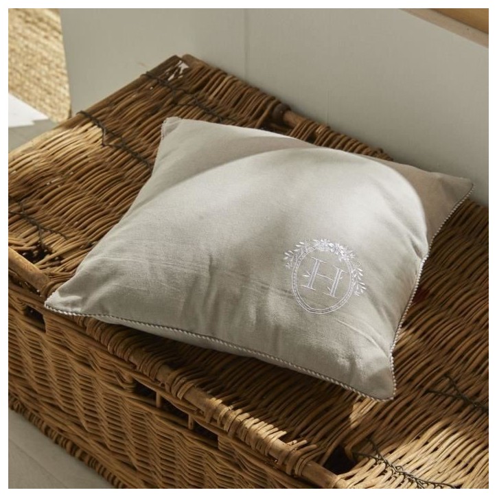 Coussin - TODAY - CHARME - Chambray x Petite broderie Berenice - 40 x 40 cm
