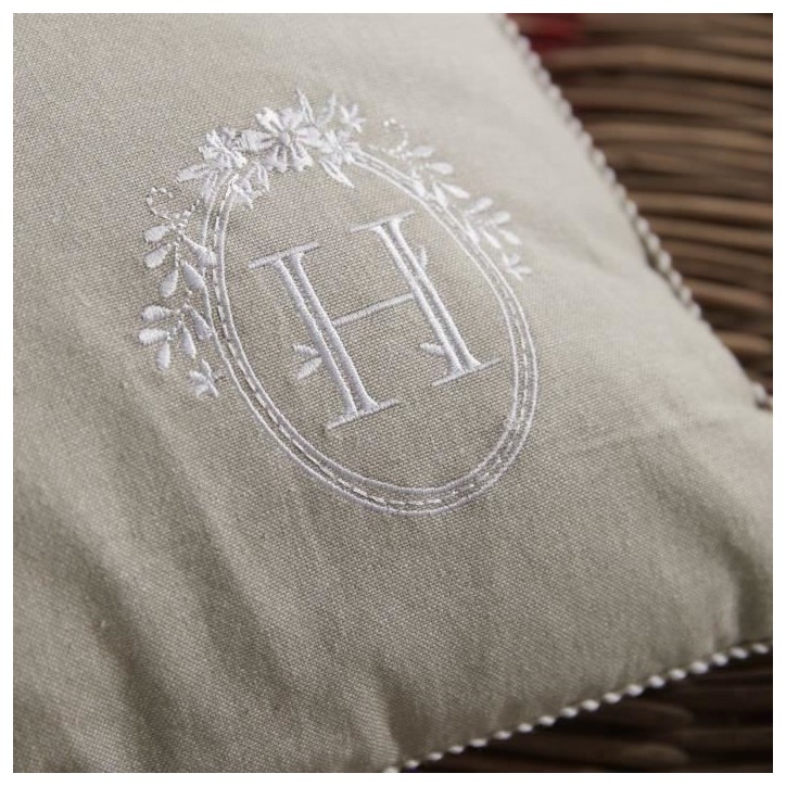 Coussin - TODAY - CHARME - Chambray x Petite broderie Berenice - 40 x 40 cm