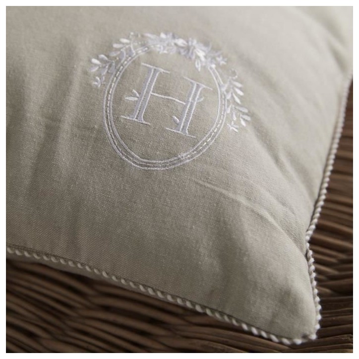 Coussin - TODAY - CHARME - Chambray x Petite broderie Berenice - 40 x 40 cm