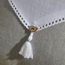 Coussin - TODAY - CHARME - Slub x Chambray x Pompon Capucune - 40 x 40