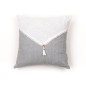 Coussin - TODAY - CHARME - Slub x Chambray x Pompon Capucune - 40 x 40 cm