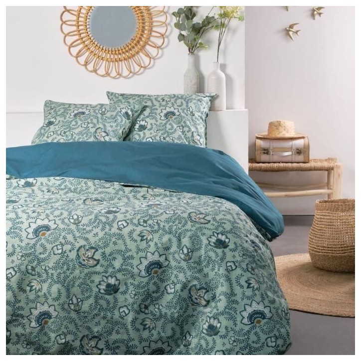 Parure de lit 220 x 240cm - TODAY - Sunshine - 100% Coton - Bleu - Autres motifs Parure de lit 220 x 240cm - TODAY - Sunshine - 100% Coton - Bleu - Autres motifs