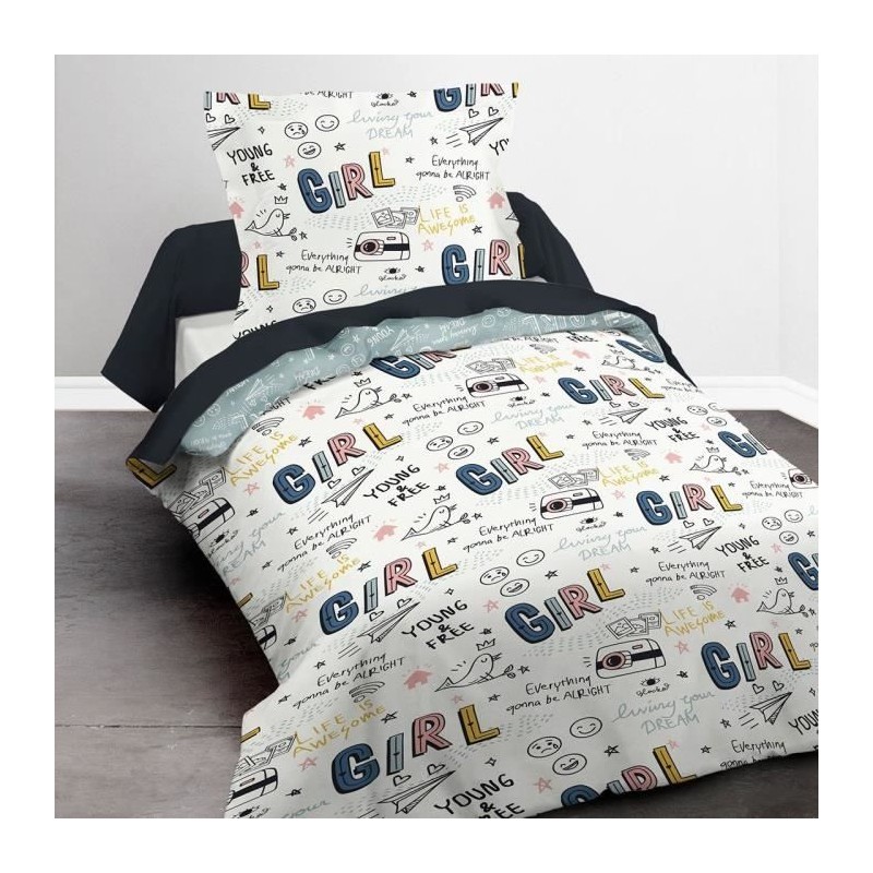 Housse de couette enfant 140x200 cm avec 1 taie d'oreiller 63x63 cm Pa Housse de couette enfant 140x200 cm avec 1 taie d'oreiller 63x63 cm Pa