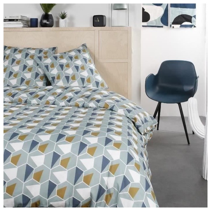 PARURE DE LIT TODAY - HOUSSE DE COUETTE 220X240 + 2 TAIES D OREILLER 63X63 - 100% COTON 57 fils - Mawira 2.19