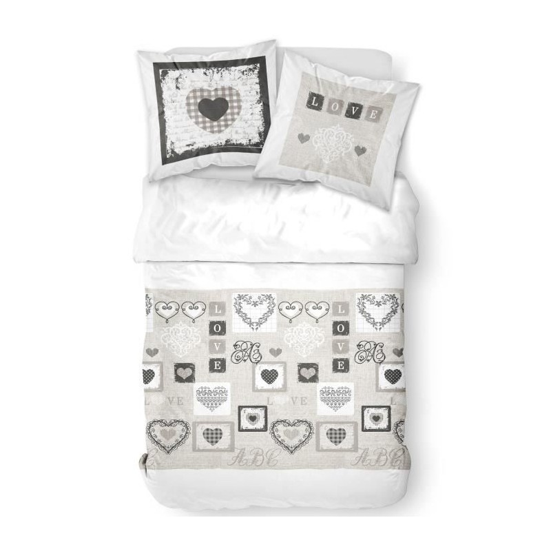 TODAY Parure de lit Coton 2 personnes - 240x260 cm - Imprimé Blanc Ed