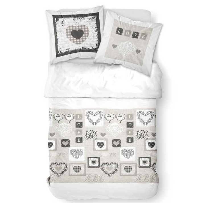 TODAY Parure de lit Coton 2 personnes - 240x260 cm - Imprimé Blanc Eden TODAY Parure de lit Coton 2 personnes - 240x260 cm - Imprimé Blanc Eden