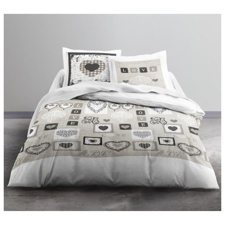 TODAY Parure de lit Coton 2 personnes - 240x260 cm - Imprimé Blanc Eden TODAY Parure de lit Coton 2 personnes - 240x260 cm - Imprimé Blanc Eden