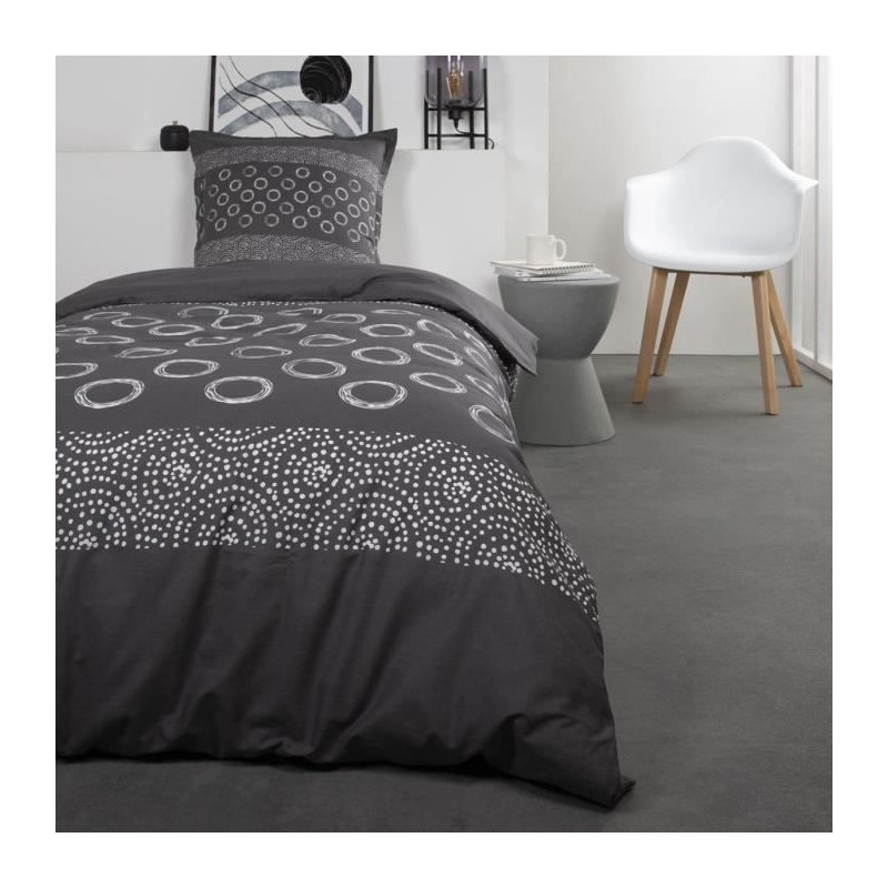 TODAY Parure de lit Coton 1 personne - 140x200 cm - Imprimé Gris Gael TODAY Parure de lit Coton 1 personne - 140x200 cm - Imprimé Gris Gael