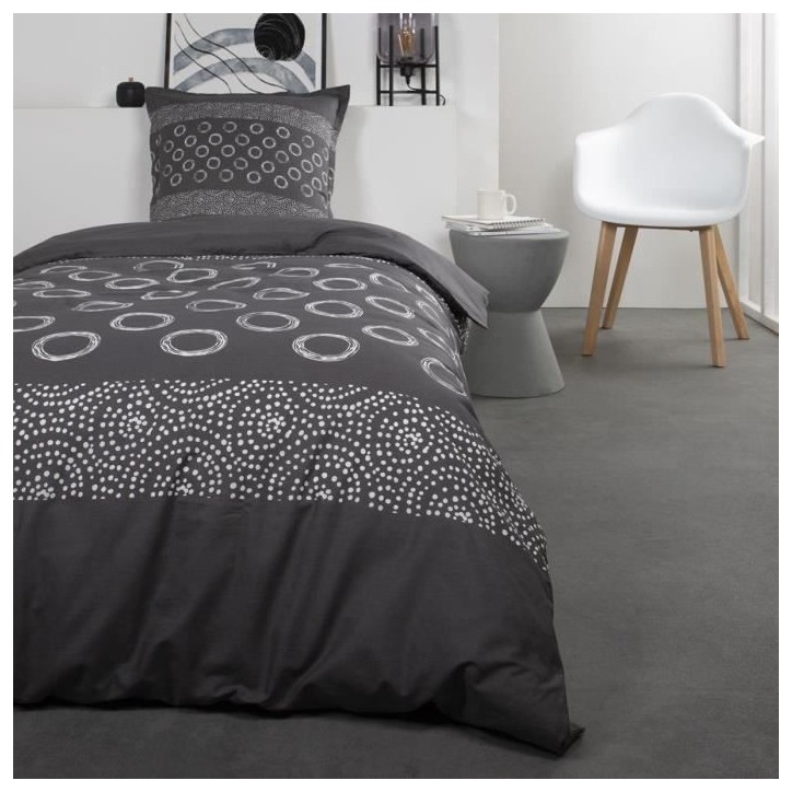TODAY Parure de lit Coton 1 personne - 140x200 cm - Imprimé Gris Gael TODAY Parure de lit Coton 1 personne - 140x200 cm - Imprimé Gris Gael