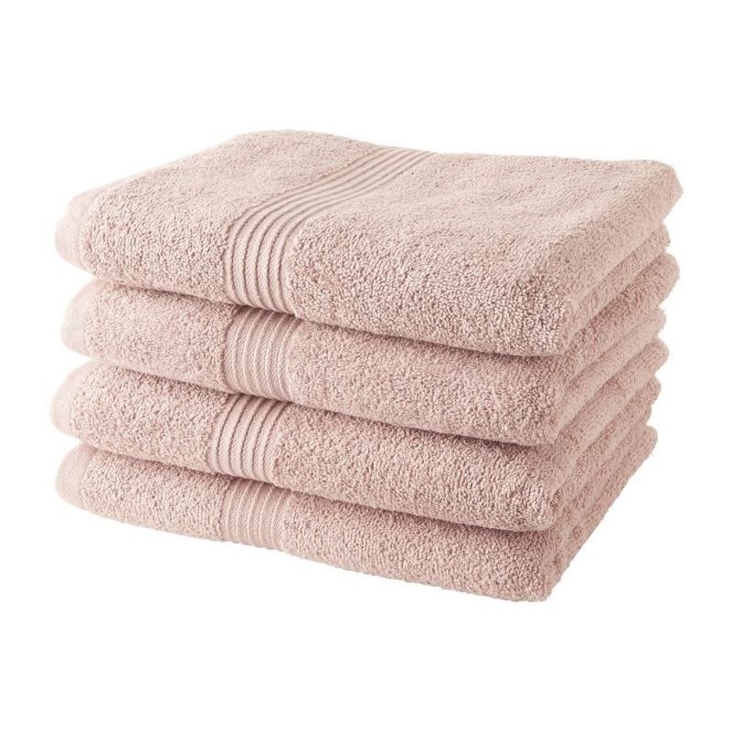 TODAY Lot de 4 Serviettes de Bain 100% coton - 50x100 cm - Rose des sa