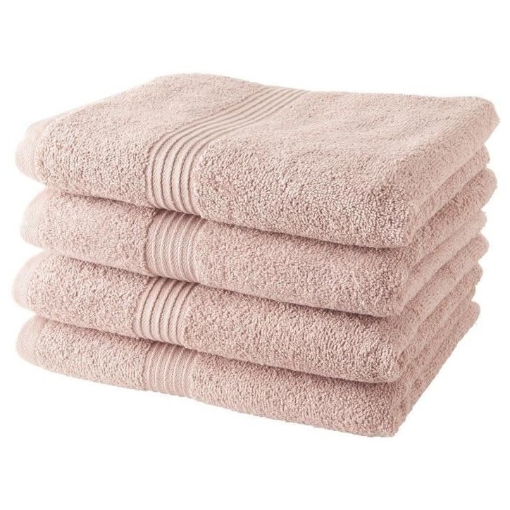 TODAY Lot de 4 Serviettes de Bain 100% coton - 50x100 cm - Rose des sables TODAY Lot de 4 Serviettes de Bain 100% coton - 50x100 cm - Rose des sables