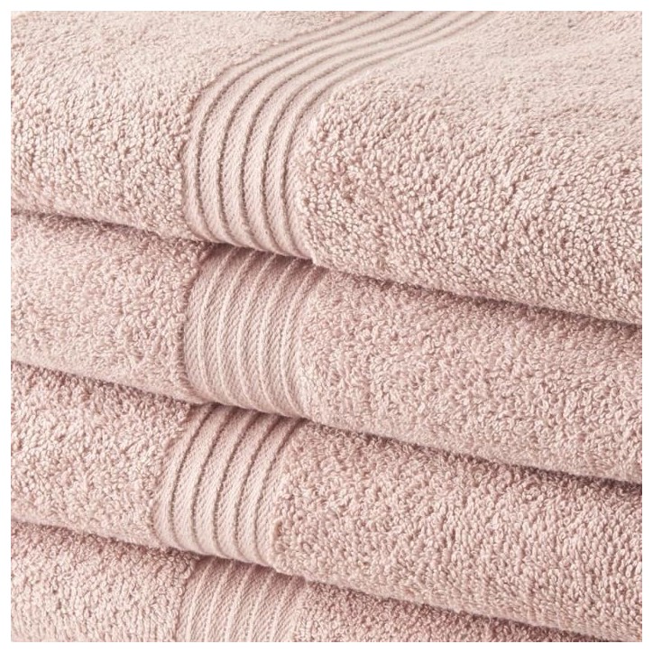 TODAY Lot de 4 Serviettes de Bain 100% coton - 50x100 cm - Rose des sables TODAY Lot de 4 Serviettes de Bain 100% coton - 50x100 cm - Rose des sables