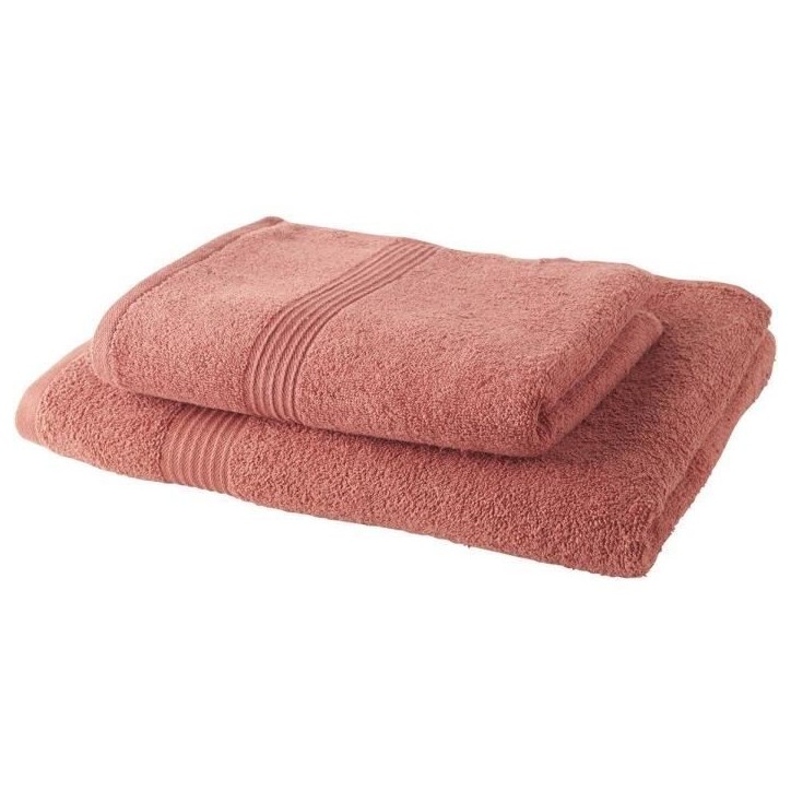 TODAY Lot de 1 Drap de Bain 100% coton 70x130 cm + 1 Serviette de Bain 50x100 cm - Terracotta TODAY Lot de 1 Drap de Bain 100% coton 70x130 cm + 1 Serviette de Bain 50x100 cm - Terracotta