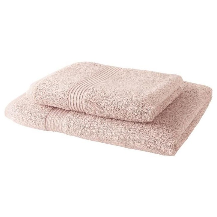TODAY Lot de 1 Drap de Bain 100% coton 70x130 cm + 1 Serviette de Bain 50x100 cm - Rose des sables