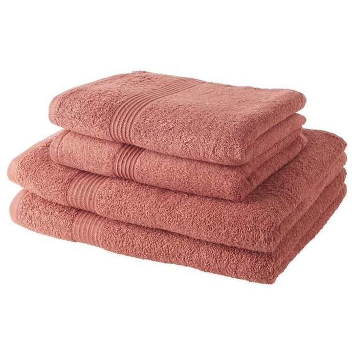 TODAY Lot de 2 Serviettes de Bain 50x100 cm + 2 Draps de Bain 70x130 cm Terracotta 100% coton