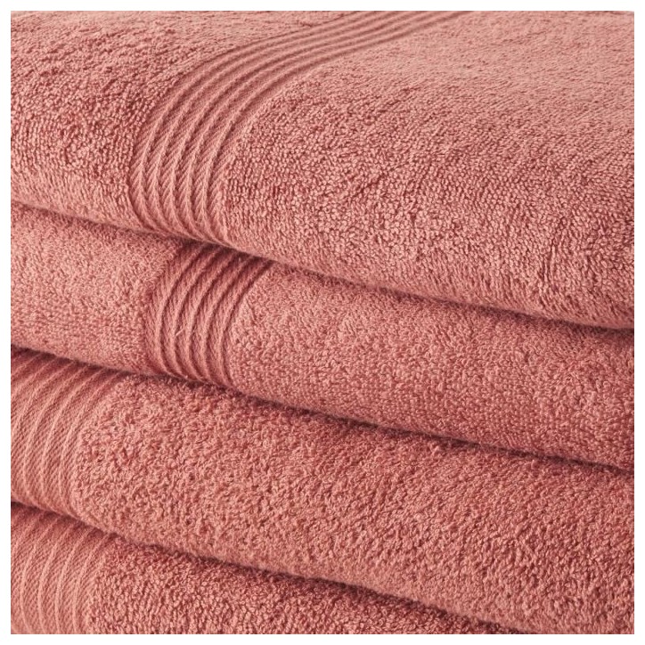 TODAY Lot de 2 Serviettes de Bain 50x100 cm + 2 Draps de Bain 70x130 cm Terracotta 100% coton