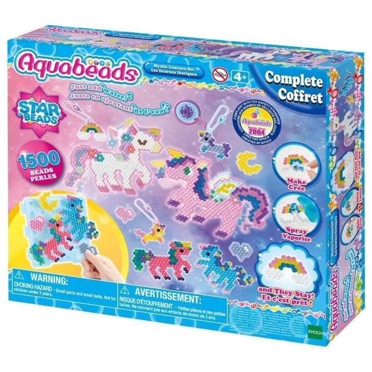Aquabeads - Licornes féériques - Loisir créatif - 1500 perles - Rose