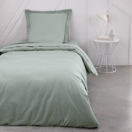 Drap housse TODAY Essential - 90 x 190 cm - 1 personne - 100% Coton uni - Celadon