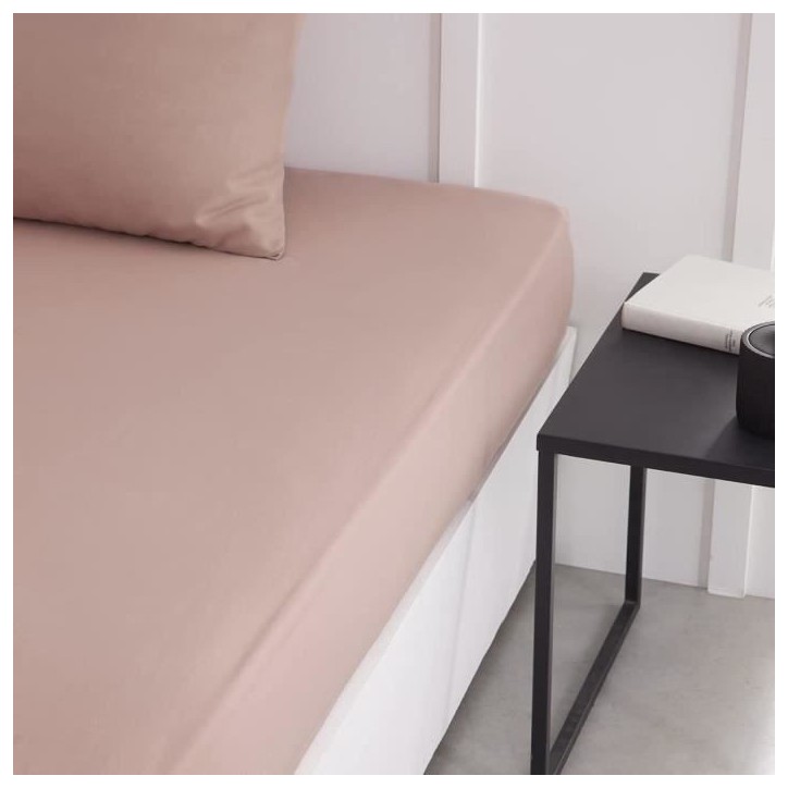 Drap housse TODAY Essential - 90 x 190 cm - 1 personne - 100% Coton uni - Rose des sables Drap housse TODAY Essential - 90 x 190 cm - 1 personne - 100% Coton uni - Rose des sables