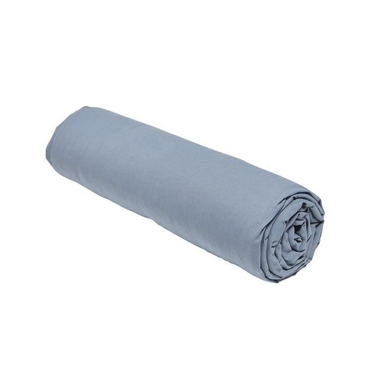 Drap housse TODAY Essential - 140 x 190 cm - 2 personnes - 100% Coton uni - Denim