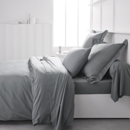 Drap housse TODAY Essential - 140 x 190 cm - 2 personnes - 100% Coton uni - Acier
