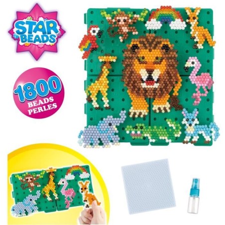Aquabeads Balade en savane, Coffret 1000 perles et 4 bases de création incluses, perles qui collent avec de l'eau, 31968, Des 4