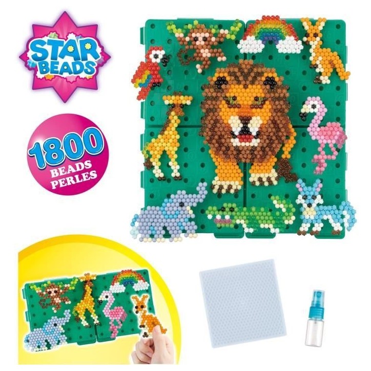 Aquabeads Balade en savane, Coffret 1000 perles et 4 bases de création incluses, perles qui collent avec de l'eau, 31968, Des 4 Aquabeads Balade en savane, Coffret 1000 perles et 4 bases de création incluses, perles qui collent avec de l'eau, 31968, Des 4