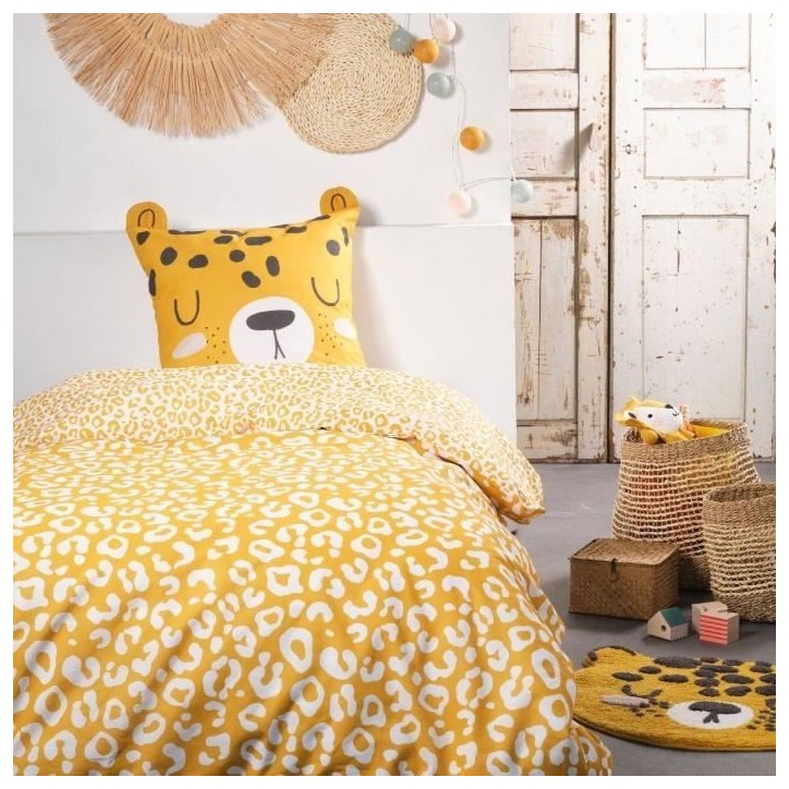 Parure de lit enfant TODAY Funny - 140x200 cm - 100% Coton - imprimé léopard Parure de lit enfant TODAY Funny - 140x200 cm - 100% Coton - imprimé léopard