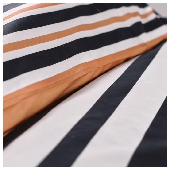 Parure de lit 2 personnes -TODAY - 240x220 cm - 100% Coton - Orange, Noir et Blanc Parure de lit 2 personnes -TODAY - 240x220 cm - 100% Coton - Orange, Noir et Blanc