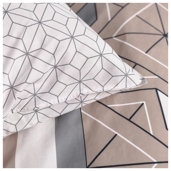 Parure de lit 2 personnes -TODAY - 240x200 cm - 100% Coton - Beige, Noir et Blanc Parure de lit 2 personnes -TODAY - 240x200 cm - 100% Coton - Beige, Noir et Blanc
