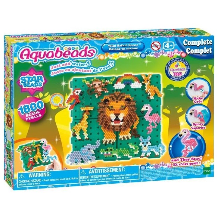 Aquabeads Balade en savane, Coffret 1000 perles et 4 bases de création incluses, perles qui collent avec de l'eau, 31968, Des 4 Aquabeads Balade en savane, Coffret 1000 perles et 4 bases de création incluses, perles qui collent avec de l'eau, 31968, Des 4