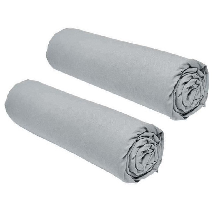Lot de 2 draps housses TODAY Essential - 140 x 190 cm - 2 personnes - 100% Coton - Acier Lot de 2 draps housses TODAY Essential - 140 x 190 cm - 2 personnes - 100% Coton - Acier