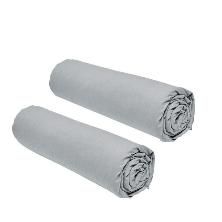 Lot de 2 draps housses TODAY Essential - 140 x 190 cm - 2 personnes - 100% Coton - Acier Lot de 2 draps housses TODAY Essential - 140 x 190 cm - 2 personnes - 100% Coton - Acier