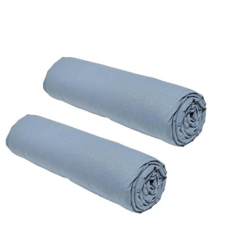 Lot de 2 draps housses TODAY Essential - 140 x 190 cm - 2 personnes - 100% Coton - Denim