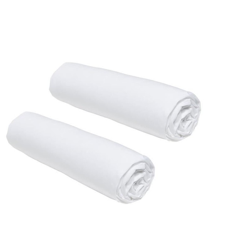 Lot de 2 draps housses TODAY Essential - 140 x 190 cm - 2 personnes - 100% Coton - Craie Lot de 2 draps housses TODAY Essential - 140 x 190 cm - 2 personnes - 100% Coton - Craie
