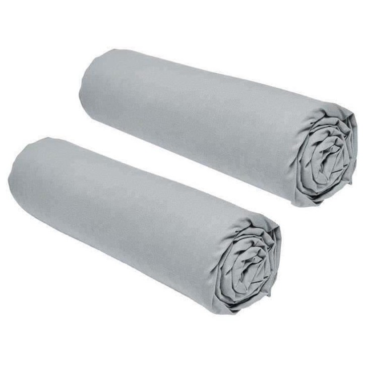 Lot de 2 draps housses TODAY Essential - 160 x 200 cm - 2 personnse 100% Coton - Acier