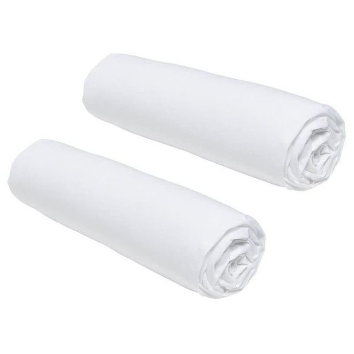 Lot de 2 draps housses TODAY Essential - 160 x 200 cm - 2 personnes - 100% Coton - Craie Lot de 2 draps housses TODAY Essential - 160 x 200 cm - 2 personnes - 100% Coton - Craie