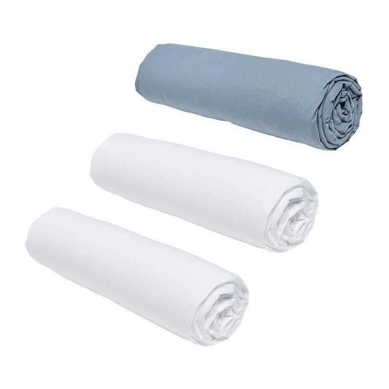 Lot de 3 draps housses TODAY Essential - 140 x 190 cm - 2 personnes - Lot de 3 draps housses TODAY Essential - 140 x 190 cm - 2 personnes -