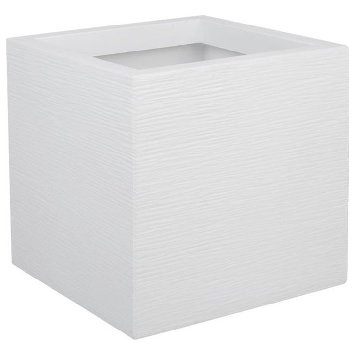 EDA Bac a fleurs carré GRAPHIT UP - 21 L - 29,5 x 29,5 x 29,5 cm - Blanc cérusié
