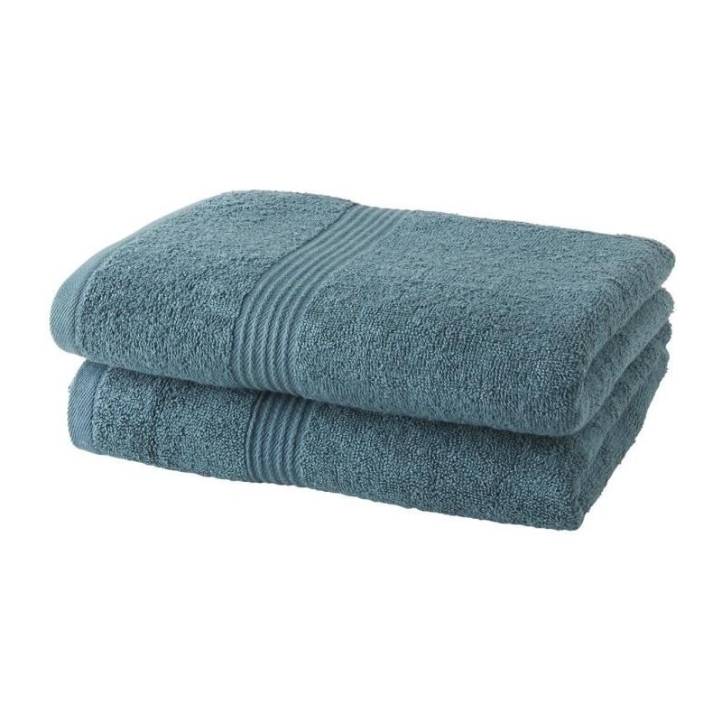 Lot de 2 serviettes de toilette TODAY 50x90 cm 100% Coton- Paon Lot de 2 serviettes de toilette TODAY 50x90 cm 100% Coton- Paon