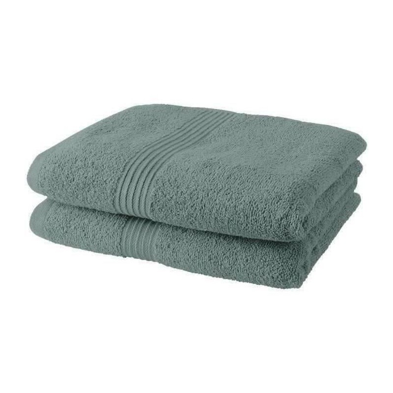 Lot de 2 serviettes de toilette TODAY 50x90 cm 100% Coton - Celadon Lot de 2 serviettes de toilette TODAY 50x90 cm 100% Coton - Celadon