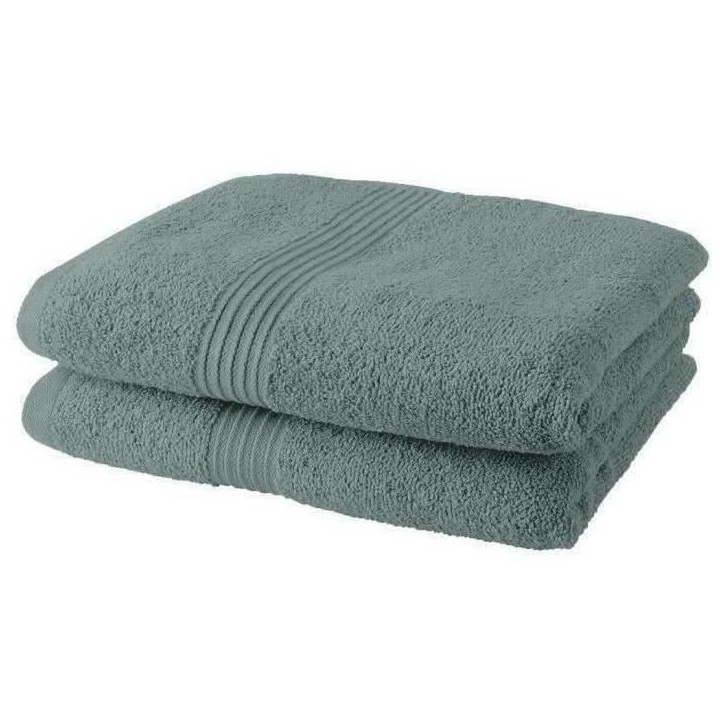 Lot de 2 serviettes de toilette TODAY 50x90 cm 100% Coton - Celadon Lot de 2 serviettes de toilette TODAY 50x90 cm 100% Coton - Celadon