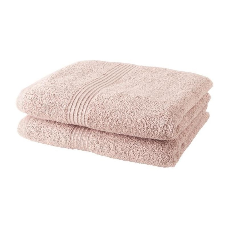 Lot de 2 serviettes de toilette TODAY 50x90 cm 100% Coton - Rose des s Lot de 2 serviettes de toilette TODAY 50x90 cm 100% Coton - Rose des s