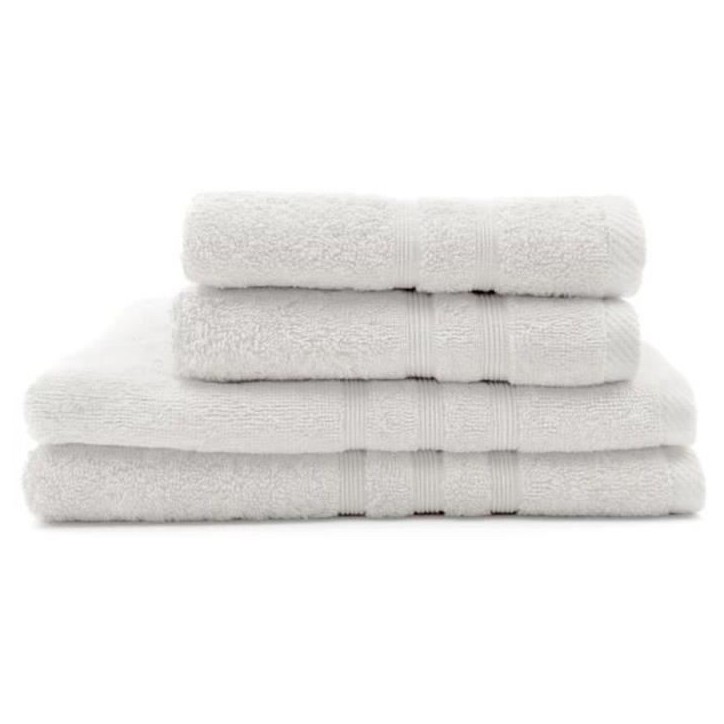 2 Serviettes de bain TODAY 50x90 + 2 Draps de bain 70x130 cm 100% Coton - Craie