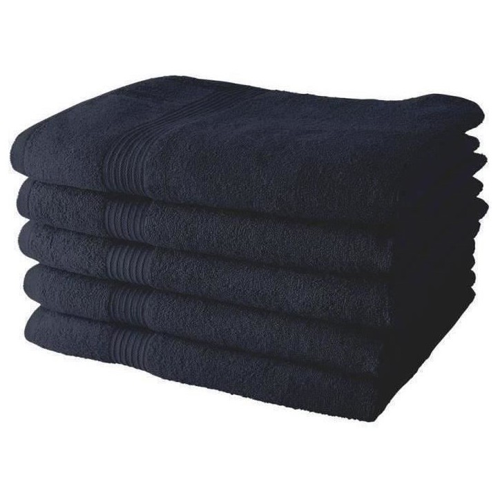 Lot de 5 Draps de Bain TODAY 70x130 cm 100% Coton - Navy Lot de 5 Draps de Bain TODAY 70x130 cm 100% Coton - Navy