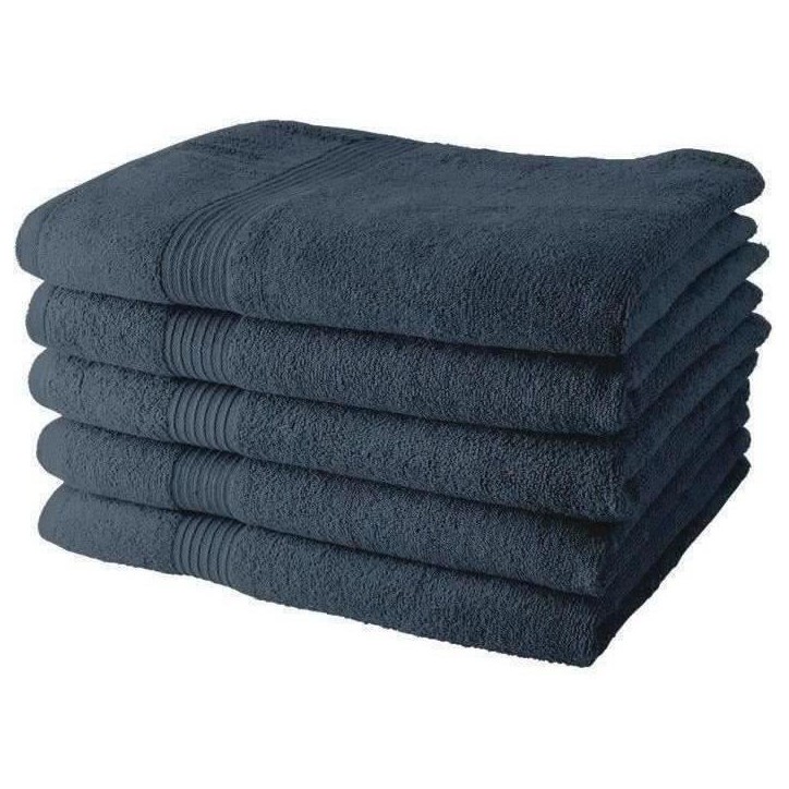 Lot de 5 Draps de Bain TODAY 70x130 cm 100% Coton - Denim Lot de 5 Draps de Bain TODAY 70x130 cm 100% Coton - Denim
