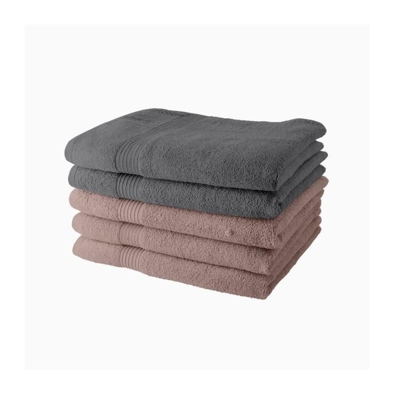 Lot de 5 Draps de Bain TODAY 70x130 cm 100% Coton - 3 roses des sables Lot de 5 Draps de Bain TODAY 70x130 cm 100% Coton - 3 roses des sables