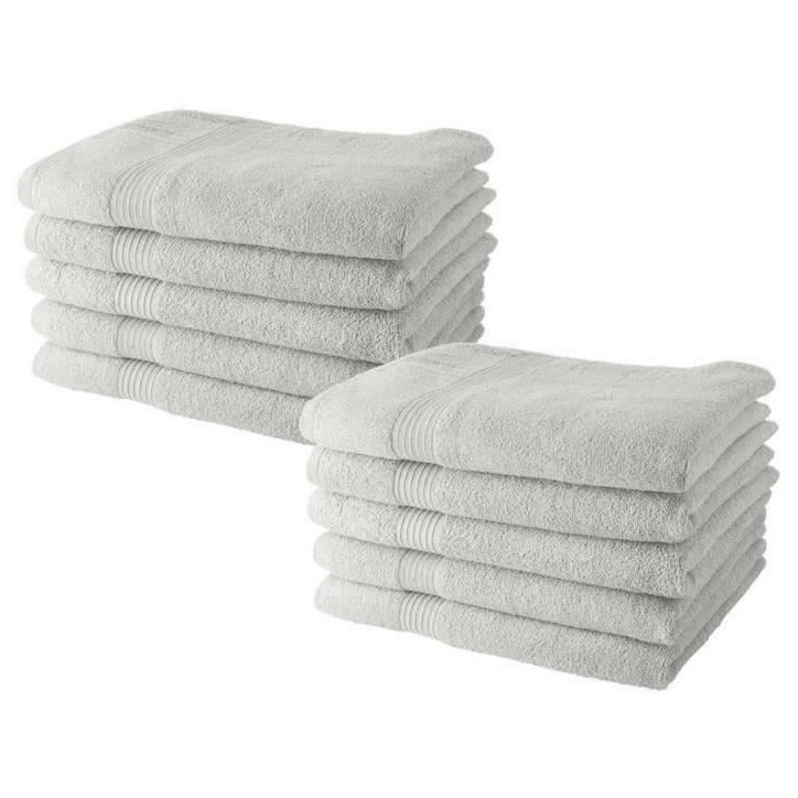 Lot de 10 serviettes de Toilette TODAY 50x90 cm 100% Coton - Craie Lot de 10 serviettes de Toilette TODAY 50x90 cm 100% Coton - Craie