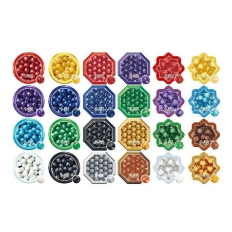 Aquabeads Recharge perles éclats, Coffret 2000 perles de 8 couleurs et 3 formes, perles qui collent avec de l'eau, 31995, Des 4